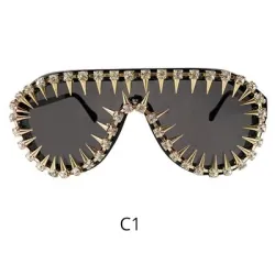 Vintage steampunkowe okulary przeciwsłoneczne z nitami - unisexOkulary Przeciwsłoneczne