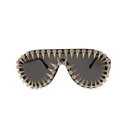 Vintage steampunkowe okulary przeciwsłoneczne z nitami - unisexOkulary Przeciwsłoneczne