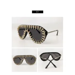 Vintage steampunkowe okulary przeciwsłoneczne z nitami - unisexOkulary Przeciwsłoneczne