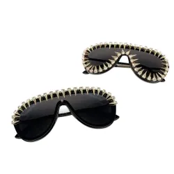 Vintage steampunkowe okulary przeciwsłoneczne z nitami - unisexOkulary Przeciwsłoneczne