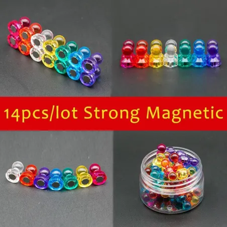 N35 - magnetyczne pinezki neodymowe - magnesy na lodówkę - 14 sztukMagnesy na lodówkę