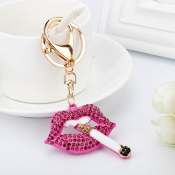Crystal lips with a cigarette - keyringKeyrings