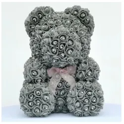Różany miś - niedźwiedź wykonany z róż nieskończoności z brylantami - 25 cm - 35 cmWalentynki