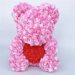Rose bear - bear made from infinity roses with a heart - 25cm - 35cmValentine's day