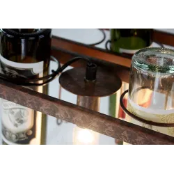 Vintage - wiszący uchwyt na butelki - żelazna lampa sufitowa - E27 LEDŚwiatła