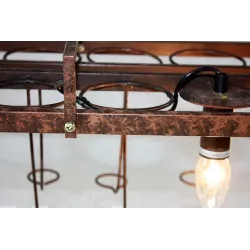 Vintage - wiszący uchwyt na butelki - żelazna lampa sufitowa - E27 LEDŚwiatła