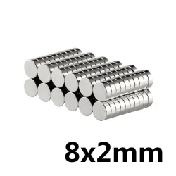 N35 magnes neodymowy 8 * 2 mm - mocny dysk 50 sztukN35