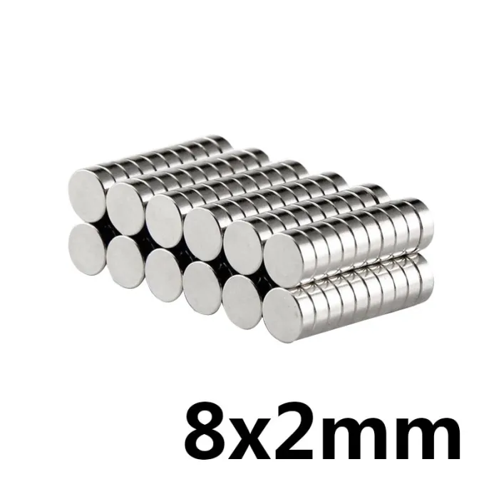 N35 magnes neodymowy 8 * 2 mm - mocny dysk 50 sztukN35